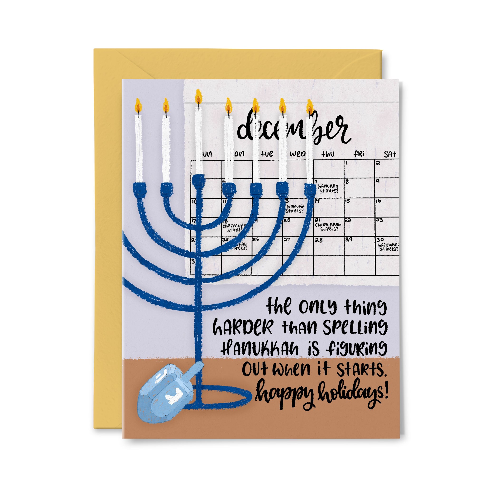 When Hanukkah Starts Greeting Card paperbunnypress