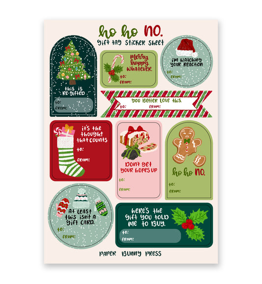 Ho Ho No - Holiday Gift Tag Sticker Sheets